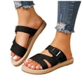 thumbnail image 1 of Rokment Women's Platform Flat Sandals Beach Summer Trendy Casual Comfortable Leather Buckles Open Toe Straw Sole Walking Dress Slip on Slides for Woman Vacation D Size 6.5, 1 of 6