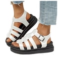 thumbnail image 1 of Rokment Women's Platform Gladiator Sandals Retro Roman Buckles Leather Fisherman Chunky Dress Flats Comfortable Walking Summer Shoes Beach White Size 6.5, 1 of 7