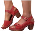 thumbnail image 1 of Rokment Women's Platform Heeled Dressy Sandals Summer Fashion Hollow out Leather Buckles Chunky Stackable High Heels Dress Sandals for Ladies D Size 9, 1 of 7