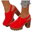 thumbnail image 1 of Rokment Women's Platform High Heels Clogs and Mules Sandals 2026 Spring Summer Fashion Leather Closed Toe Chunky Block Heeled Slingback Dressy Shoes E Size 7.5, 1 of 6