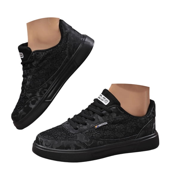 Rokment Women's Platform Low Top Fashion Sneakers Breathable Casual Embroidery Lace Leather Patchwork Height Increase Chunky Flat Walking Tennis Shoes