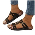 thumbnail image 1 of Rokment Women's Platform Wedge Walking Sandals Beach Summer Fashion Geometric Leather Cork Footbed Comfortable Slip on Dress Slides Casual Shoes Black Size 8, 1 of 8