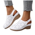 thumbnail image 1 of Rokment Women's Platform Wedges Clogs Slingback Dressy Sandals 2026 Summer Fashion Casual Flower Hollow out Closed Toe Orthopedic Chunky High Heels Beach Dress Sandals for Ladies White Size 9.5, 1 of 5
