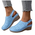 thumbnail image 1 of Rokment Women's Platform Wedges Clogs Slingback Dressy Sandals 2026 Summer Fashion Casual Flower Hollow out Closed Toe Orthopedic Chunky High Heels Beach Dress Sandals for Ladies Sky Blue Size 8, 1 of 5