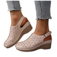 thumbnail image 1 of Rokment Women's Platform Wedges Clogs Slingback Dressy Sandals 2026 Summer Fashion Casual Flower Hollow out Closed Toe Orthopedic Chunky High Heels Beach Dress Sandals for Ladies Beige Size 6.5, 1 of 5