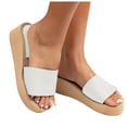 thumbnail image 1 of Rokment Women's Platform Wedges Dress Slippers for Indoor Outdoor Fashion Casual Beach Chunky Memory Foam High Heels Slip on Slides Sandals White Size 6, 1 of 6