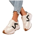 thumbnail image 1 of Rokment Women's Retro Color Block Fashion Sneakers Comfortable Casual Leather Lace up Running Tennis Shoes Non Slip Skate Trainners for Fall Spring, 1 of 5