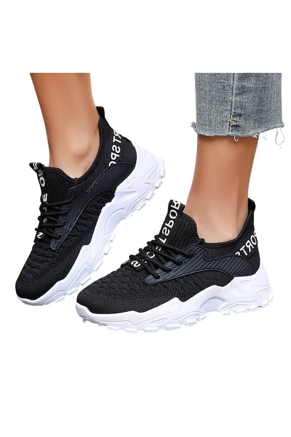 Women's Running Cross Trainning Shoes Fall Comfort Athletic Gym Fitness Trekking Jogging Sneakers Outdoor Sport Slip on Basketball Tennis Footwear Black Size 6.5