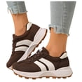 thumbnail image 1 of Rokment Women's Skate Fashion Sneakers Comfortable Suede Color Block Platform Running Walking Tennis Shoes Spring Fall Fashion Casual Skateboard Footwear Brown Size 9, 1 of 6