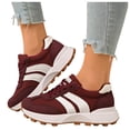 thumbnail image 1 of Rokment Women's Skate Fashion Sneakers Comfortable Suede Color Block Platform Running Walking Tennis Shoes Spring Fall Fashion Casual Skateboard Footwear Red Size 6.5, 1 of 8