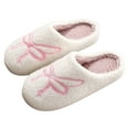 thumbnail image 1 of Rokment Women's Slippers Cozy Fuzzy Warm Butterfly Memory Foam House Shoes for Bride Bedroom Home Slip on Winter Indoor Outdoor White Size 6, 1 of 5