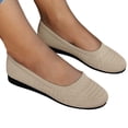 thumbnail image 1 of Rokment Women's Solid Knitted Wedges Ballet Flat Slip on Socks Dress Shoes Comfortable Fashion Casual Round Toe Low Heels Walking Driving Loafers for Spring Fall Beige Size 8.5, 1 of 6