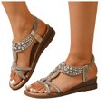 thumbnail image 1 of Rokment Women's Sparkling Rhinestones Wedge Heels Dressy Sandals Ethnic Bohemian Beach Summer Open Toe Slingback Mid Heels for Bride Wedding Banquet Gold Size 8.5, 1 of 8