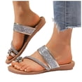thumbnail image 1 of Rokment Women's Sparkly Crystal Rhinestones Flip Flops Beach Glitter Sequin Wedge Low Heel Dress Slip on Sandals Bridal Bling Flipflops Slides Summer Shoes Gold Size 9, 1 of 6
