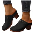 thumbnail image 1 of Rokment Women's Studded High Heels Mules Dressy Sandals Classic Fashion Casual Leather Closed Toe Chunky Stackable High Heels Clogs Spring Summer Heeled Dress Slip on Slippers Black Size 8, 1 of 2