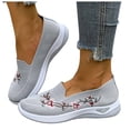 thumbnail image 1 of Rokment Women's Vintage Flower Embroidered Orthopedic Walking Nursing Shoes Comfortable Breathable Mesh Arch Support Non Skid Slip on Work Flat Casual Driving Tennis Sneakers Grey Size 8.5, 1 of 5