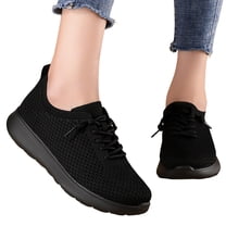 Rokment Women's Walking Driving Nursing Shoes Breathable Comfortable Mesh Memory Foam Slip on Tennis Running Sneakers for Women Outdoor Activities Black Size 6