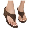 thumbnail image 1 of Rokment Women's Wedge Flip Flops Trendy Casual Suede Slip on Thongs High Heels Dress Backless Sandals for Ladies Summer 2026 Brown Size 8.5, 1 of 7