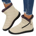 thumbnail image 1 of Rokment Women's Winter Snow Boots Cold Weather Thermal Plush Lined Lightweight Non Slip Zip up Wedge Low Heel Mid Calf Short Booties for Elderly Women Work Walking White Size 7, 1 of 7