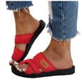 thumbnail image 1 of Rokment Womens Athletic Mesh Walking Flip Flops Lightweight Breathable Flat Slides Sandals Beach Summer Casual Slip on Thong Slippers for Outdoor Activities Red Size 9.5, 1 of 6