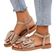thumbnail image 1 of Rokment Womens Bow Flat Dress Sandals Beach Summer Comfortable Stylish Casual Bowknot Low Heel Open Toe Slingback Sandals for Vacation Walking F Size 7.5, 1 of 7