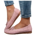 thumbnail image 1 of Rokment Womens Bow Slip on Penny Loafers Walking Boat Shoes Vintage Comfortable Bowknot Suede Wedge Low Heels Casual Dress Flat for Ladies Spring Fall Pink Size 8, 1 of 7