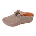 thumbnail image 1 of Rokment Womens Buckles Orthotic Clogs with Arch Support Trendy Casual Suede Closed Toe Platform Wedges Mid Heels Mules Backless Sandals for Ladies Summer Fall Khaki Size 7, 1 of 9