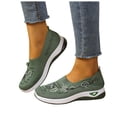 thumbnail image 1 of Rokment Womens Butterfly Embroidered Ortho Walking Shoes Ethnic Retro Casual Knit Comfortable Arch Support Platform Wedge Slip on Driving Nursing Loafers Tennis Non Slip Work Sneakers Green Size 8, 1 of 7