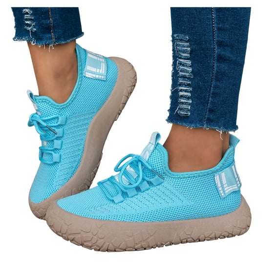 Rokment Womens Chunky Platform Walking Shoes Wide Width Comfortable Knit Athletic Running Hiking Trainners Breathable Low Top Flat Casual Sneakers