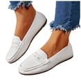 thumbnail image 1 of Rokment Womens Classic Slip on Penny Loafers 2026 Spring Fall Fashion Soft Leather Dress Shoes Comfy Casual Non Slip Walking Flat for Business Work White Size 7, 1 of 6