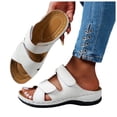 thumbnail image 1 of Rokment Womens Comfortable Ortho Wedge Walking Sandals with Arch Support & Adjustable Bands Beach Casual Leather Platform Slip on Mid Heels Backless Slides Summer White Size 6.5, 1 of 6