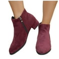 thumbnail image 1 of Rokment Womens Dress Boots Fall Winter Stylish Solid Color Casual Pointed Toe Side Zipper Chunky Mid Heel Short Ankle Booties for Ladies Work C Size 6.5, 1 of 8