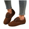 thumbnail image 1 of Rokment Womens Fleece Winter Ballet Flat Walking Boots Comfortable Casual Warm Plush Lined Fuzzy Snow Booties Low Heel Dress Fashion Sneakers Coffee Size 6.5, 1 of 6