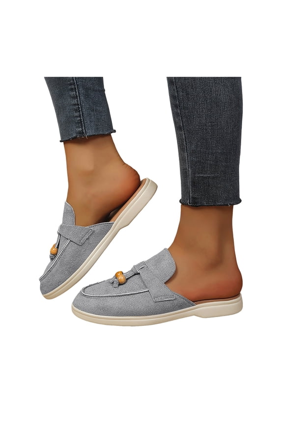 Womens Fringe Clogs and Mules 2026 Spring Summer Boho Beach Casual Tassel Low Heel Backless Penny Loafers Trendy Walking Flat Sandals for Ladies G Size 9