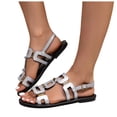 thumbnail image 1 of Rokment Womens Graphic Sandals 2026 Gold Metallic Fashion Casual Leathre Open Toe Walking Flat Slingback Dress Sandals F Size 7.5, 1 of 8