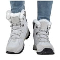 thumbnail image 1 of Rokment Womens Hiking Skiing Snow Boots with Fleece Lined Cold Weather Non Slip Outdoor Sports Winter Mid Calf Climbing Ski Booties White Size 7.5, 1 of 5