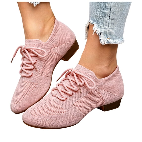 Rokment Womens Jazz Latin Dance Shoes Lace up Sneakers Modern Ballroom Teaching Practice Performance Dancing Sneakers Pink Size 6.5