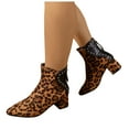 thumbnail image 1 of Rokment Womens Leopard Chelsea Dress Boots for Ladies Fall Winter Suede Pointed Toe Block High Heel Ankle Booties, 1 of 7