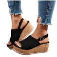 thumbnail image 1 of Rokment Womens Leopard Platform Wedge Sandals 2026 Summer Fashion Casual Suede Open Toe Chunky High Heels Slingback Gladiator Dress Sandals for Woman Black Size 6, 1 of 5