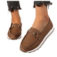 thumbnail image 1 of Rokment Womens Memory Foam Slip on Penny Loafers Classic Trendy Casual Leather Walking Shoes Spring Fall Comfortable Non Slip Work Dressy Oxfords Brown Size 8, 1 of 7