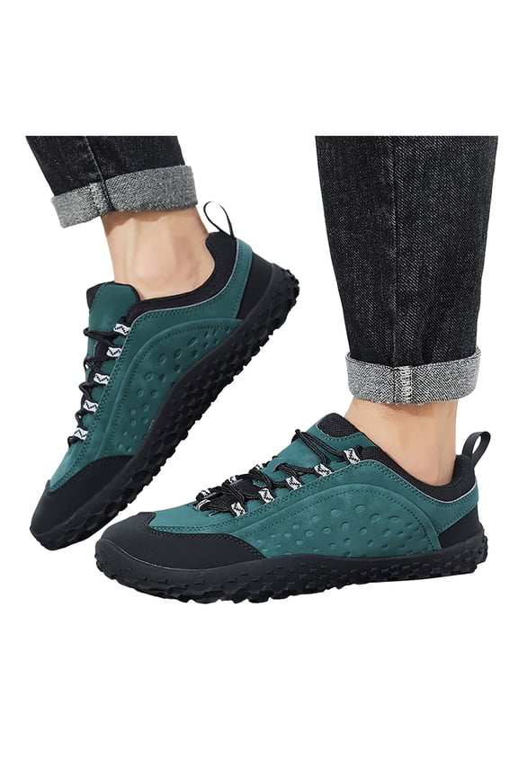 Womens Mens Barefoot Hiking Shoes 2026 Spring Fall Fashion Casual Color Block Outdoor Sports Trekking Flat Waterproof Wide Toe Low Top Construction Walking Sneakers Green Size 12