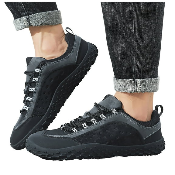 Rokment Womens Mens Barefoot Hiking Shoes 2026 Spring Fall Fashion Casual Color Block Outdoor Sports Trekking Flat Waterproof Wide Toe Low Top Construction Walking Sneakers Black Size 6.5