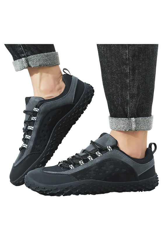 Womens Mens Barefoot Hiking Shoes 2026 Spring Fall Fashion Casual Color Block Outdoor Sports Trekking Flat Waterproof Wide Toe Low Top Construction Walking Sneakers Black Size 6.5