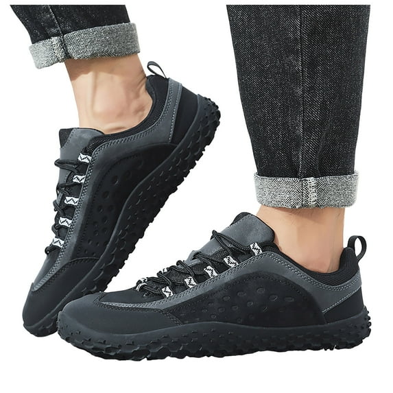 Rokment Womens Mens Barefoot Hiking Shoes 2026 Spring Fall Fashion Casual Color Block Outdoor Sports Trekking Flat Waterproof Wide Toe Low Top Construction Walking Sneakers Black Size 6.5