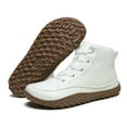 thumbnail image 1 of Rokment Womens Mens Barefoot Orthopedic Hiking Boots with Arch Support Comfortable Leather Lace Up Low Heel Non Slip High Top Walking Shoes Combat Ankle Booties for Work White Size 11.5, 1 of 7