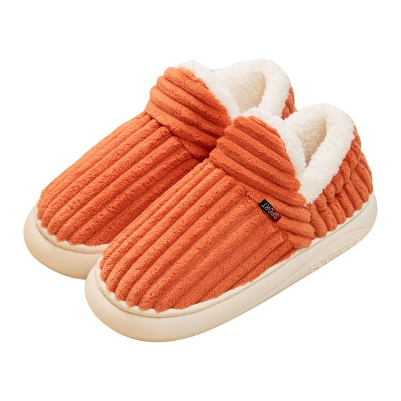 Rokment Womens Mens Booties Slippers Winter Warm Soft Cozy Memory Foam Non Slip Indoor Outdoor Bedroom House Slip on Boot Shoes Orange Size 9.5