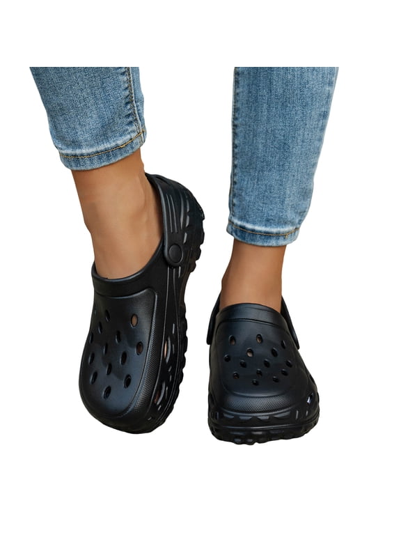 Womens Mens Clogs with Back Straps Wide Width Comfortable Quick Drying Closed Toe Orthopedic Walking Slip on Slippers Garden Shoes Barefoot Water Sandals for Beach Black Size 7.5