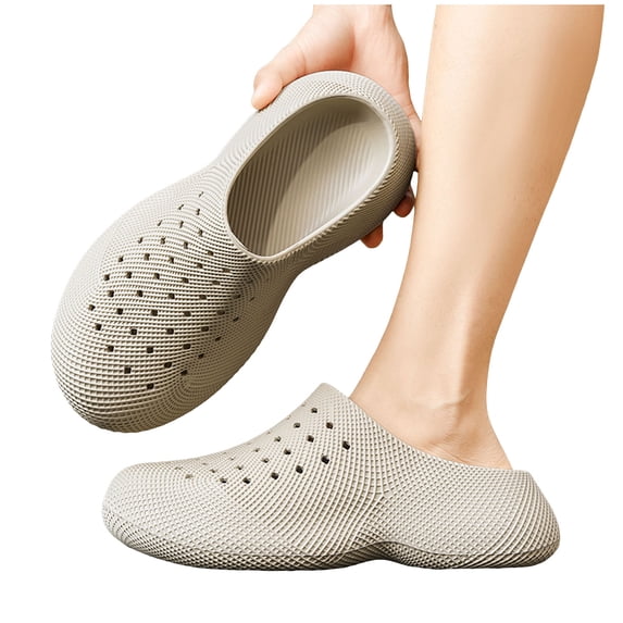 Rokment Womens Mens Closed Toe Mule Slides EVA Slip on Clogs Comfort Arch Support Walking Sandals Non-Slip Quick Dry Waterproof Outdoor Beach Pool Casual Nursing Garden Shoes Khaki Size 9.5