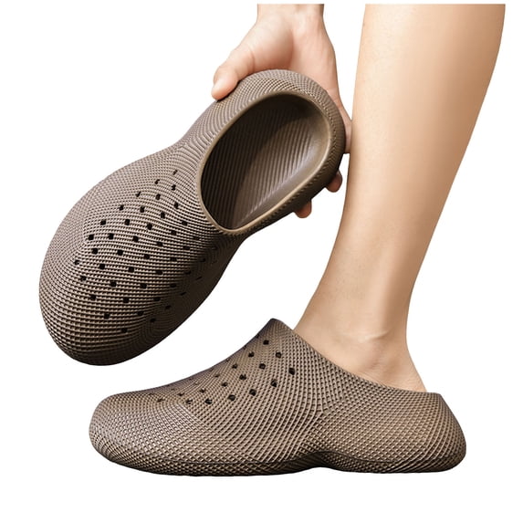 Rokment Womens Mens Closed Toe Mule Slides EVA Slip on Clogs Comfort Arch Support Walking Sandals Non-Slip Quick Dry Waterproof Outdoor Beach Pool Casual Nursing Garden Shoes Coffee Size 7.5