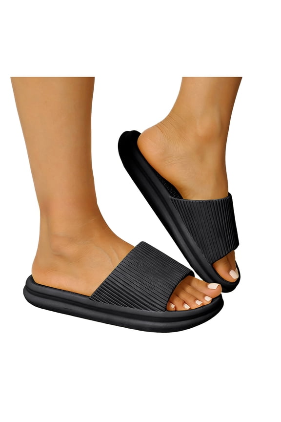 Womens Mens Platform Bathroom Shower Slippers Summer Open Toe Quick-Dry Non Slip Cloud Slides House Shoes Beach Pool Spa Slip on Indoor